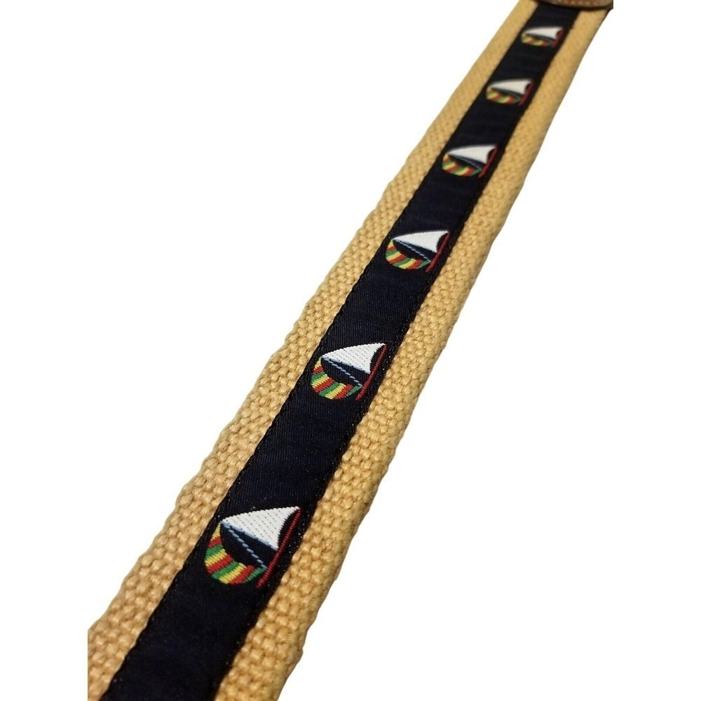 Dooney Bourke Novelty Sailboat Nautical Belt Tan Canvas Preppy‎ 30 Woven Boating